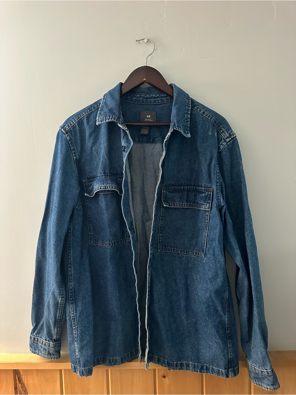 H&M Men's Dark Blue Denim Shirt Jacket